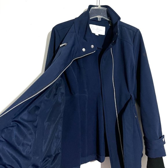 Jessica Simpson Soft Shell Tie Waist Zip Up Jacket with Thumb Holes - Picture 6 of 16